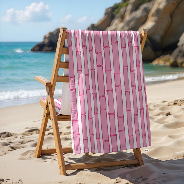 Serviette De Plage Bambooey Rayure de Bambou en Rose (Créateur téléchargé)