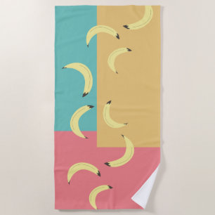 Serviette De Plage Bananes Rétro Formes Colorées