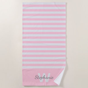 Serviette De Plage Bande d'auvent rose avec personnalisation