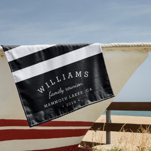 Serviette De Plage Bande noire et blanche Réunion familiale personnal