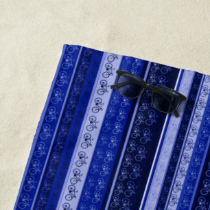 Serviette De Plage bandes bleues & vélos, vélo