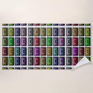 SERVIETTE DE PLAGE BANDES CASSETTES AMATEUR DE MUSIQUE RÉTRO
