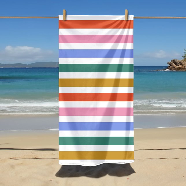 Serviette De Plage Bandes colorées (Créateur téléchargé)