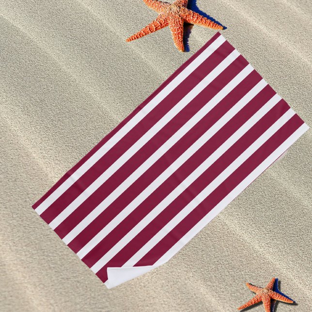 Serviette De Plage Bandes de cabane marron&blanc (Créateur téléchargé)