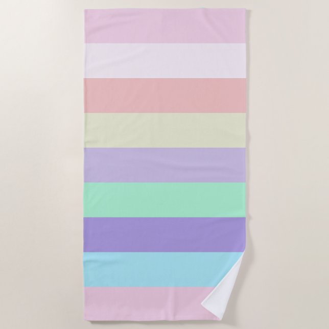 Serviette De Plage Bandes de couleurs Unicorne (Devant)