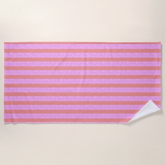 Serviette De Plage Bandes géométriques roses chic Géostripes  (Devant)