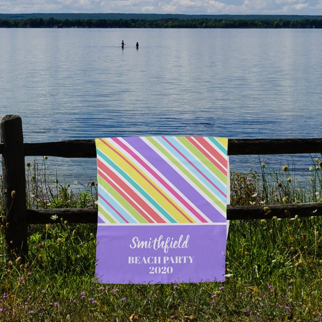 Serviette De Plage Bandes multicolores personnalisées (Créateur téléchargé)