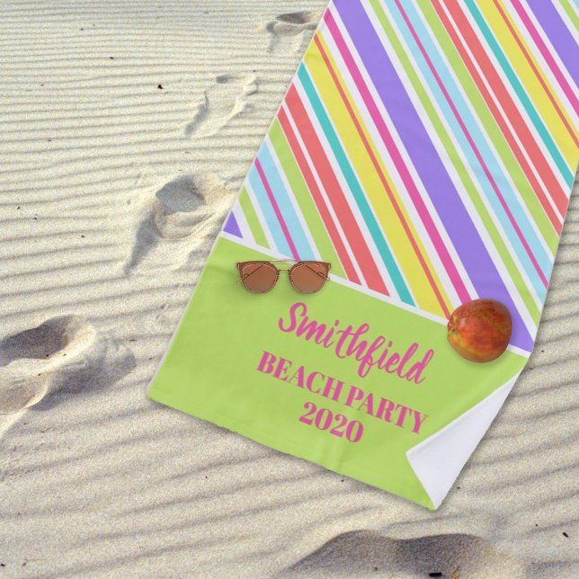 Serviette De Plage Bandes multicolores personnalisées (Créateur téléchargé)