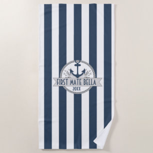 Serviette De Plage Bandes Nautiques Logo d'Ancre et de corde person