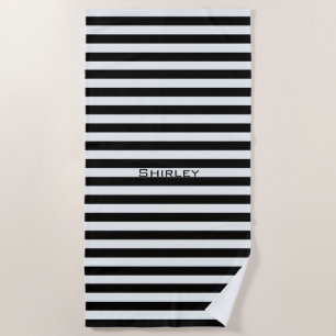 Serviette De Plage Bandes noires et blanches de Shirley Taylor