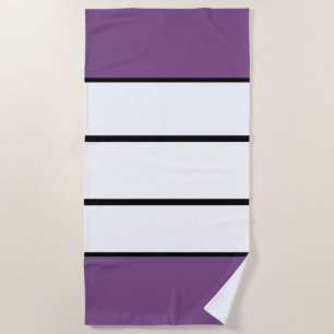 Serviette De Plage Bandes pourpres et blanches personnalisées