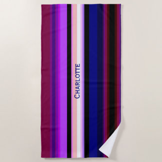 Serviette De Plage Bandes verticales violettes multicolores