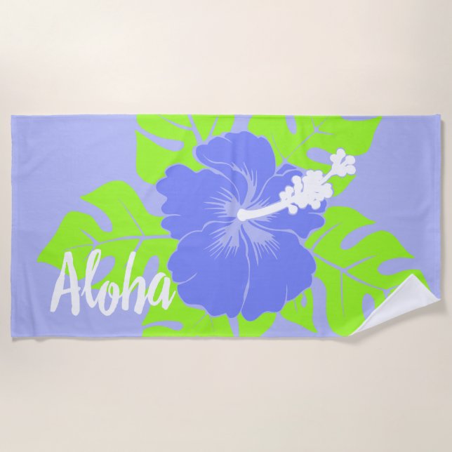 Serviette De Plage Banzai Beach Hibiscus hawaïen Floral - Lavande (Devant)