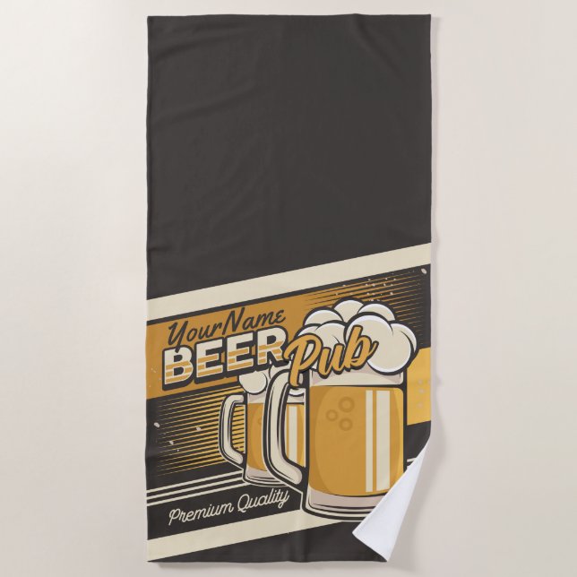 Serviette De Plage Bar de pub de bière froide Premium personnalisé  (Devant)