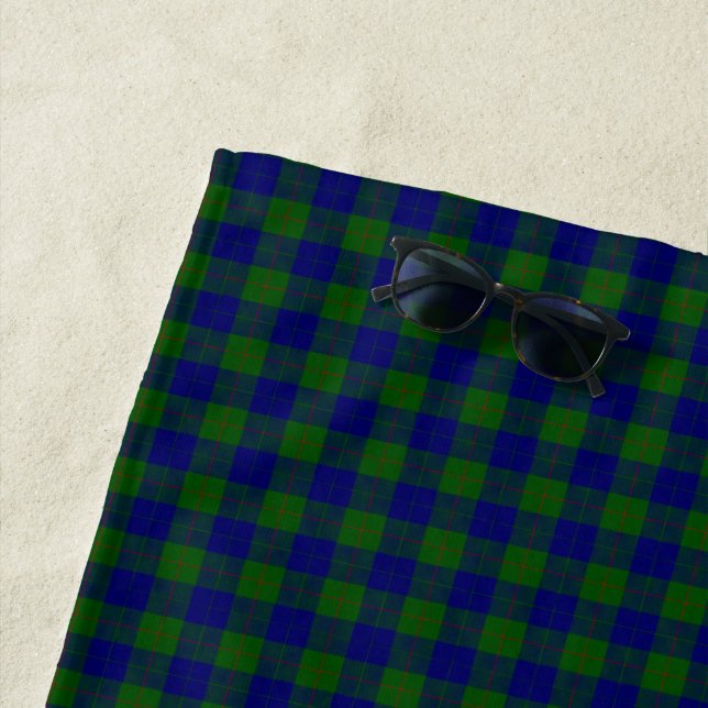 Serviette De Plage Barclay tartan bleu vert plaid (En situation)