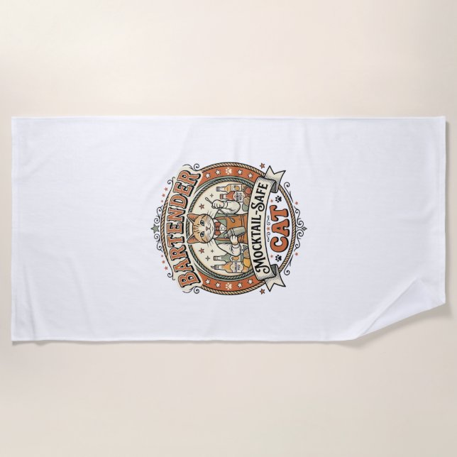 Serviette De Plage Barman Mocktail-Safe Cat Barman Mocktail-Saf (Devant)