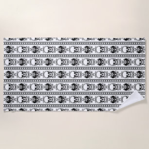 Serviette De Plage Baroque Crâne Motif blanc