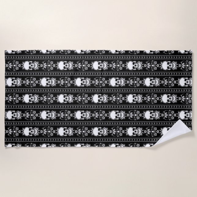 Serviette De Plage Baroque Gothique Stripe crâne (Devant)