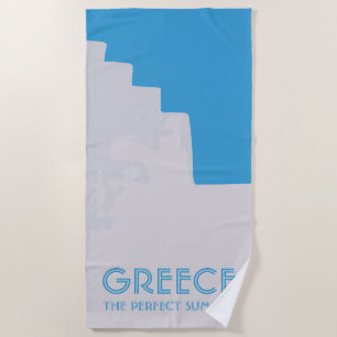 Serviette De Plage Barrière de l'église grecque contre ciel de l'île