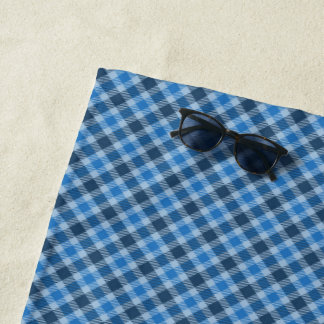 Serviette De Plage Basic Blue/Baby Blue Gingham Diagonal Plaid