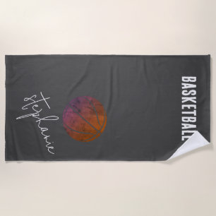 Serviette De Plage Basket-ball personnalisé noir et blanc