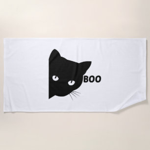 Serviette De Plage Bateau à chat noir Chats cadeaux Halloween