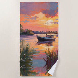 Serviette De Plage Bateau à voile à Sunrise