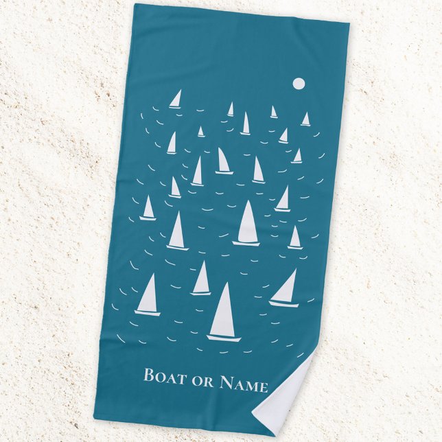 Serviette De Plage Bateau à voile personnalisé nautique (Sailing boat personalized beach towel)