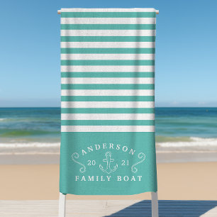 Serviette De Plage Bateau de famille Ancre nautique personnalisée sar