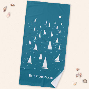 Serviette De Plage Bateau de voile personnalisé nautique