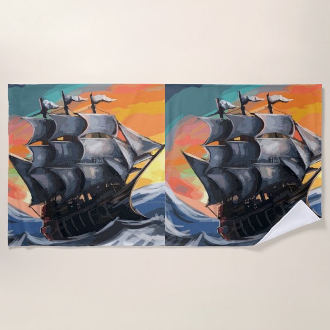 Serviette De Plage bateau pirate 