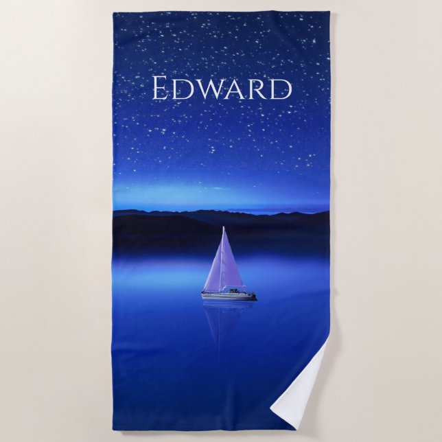 Serviette De Plage Bateau sous le ciel étoilé (Devant)