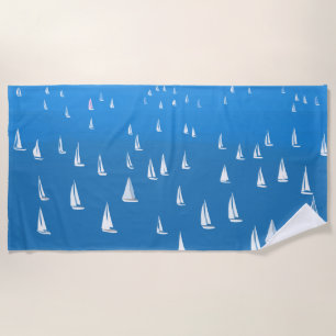 Serviette De Plage Bateaux à voile en mer bleu profond - Regatta Bate