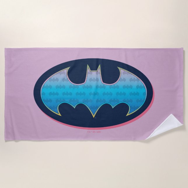 Serviette De Plage Batman | Symbole rose et bleu (Devant)