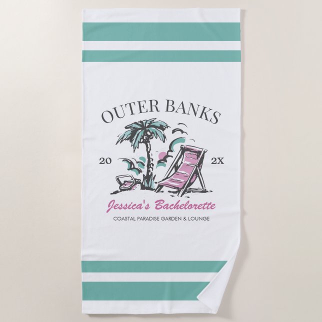 Serviette De Plage Beach Bachelorette Party Custom Bridesmaid Cadeau (Devant)