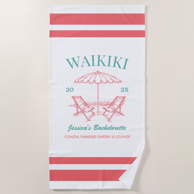 Serviette De Plage Beach Bachelorette Party Favoriser le texte person (Devant)