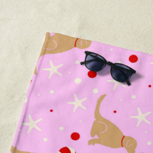 Serviette De Plage Beach Ball Pup Coton Candy Pink Beach Blanche