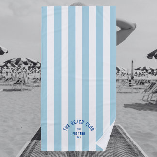 Serviette De Plage Beach Club Blue Crest Pale Blue Cabana Stripe