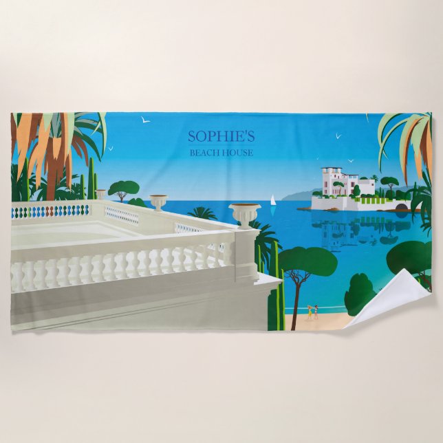 Serviette de Plage "Beach house" (Devant)