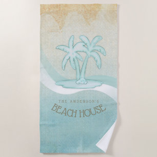Serviette De Plage Beach House Palm Trees Aqua ID623