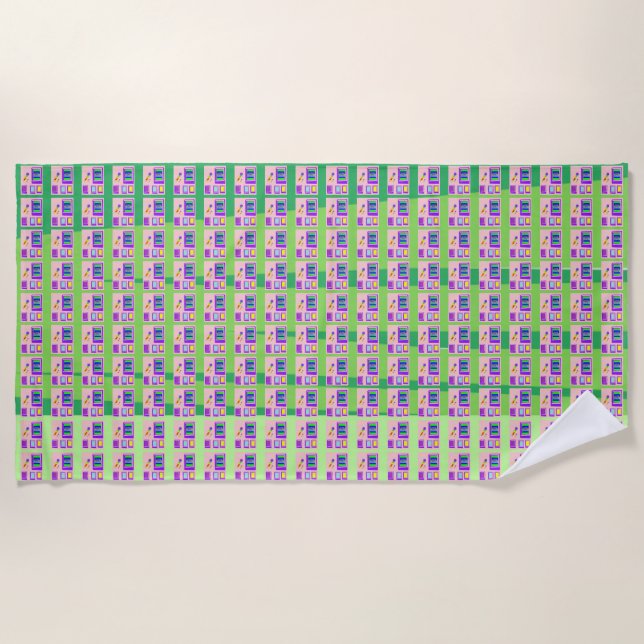 Serviette De Plage Beach Journal Voyage Pink Green Beach Towne (Devant)