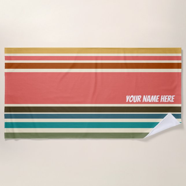 Serviette De Plage Beach Towel Coral Stripe Miami Sherbet Collection (Devant)