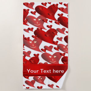 Serviette De Plage Beach Towel rouge coeur drôle