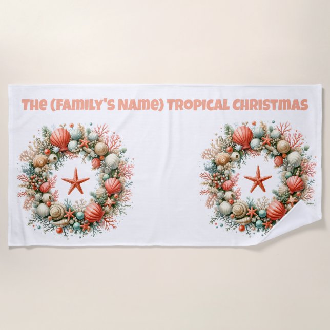 Serviette De Plage Beach Towel-Tropical Christmas Beach Towel (Devant)
