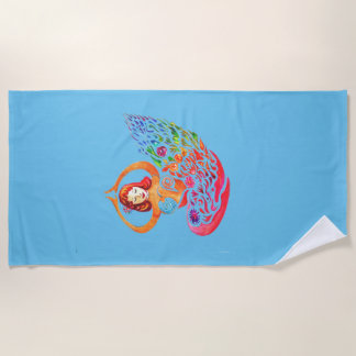 Serviette De Plage Beach Towel Yoga Meditation Rainbow Woman Silouete