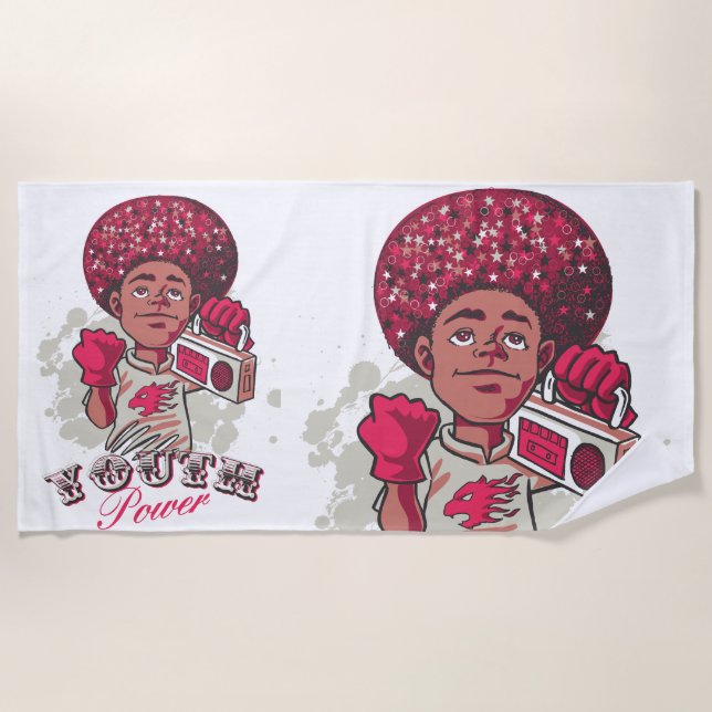 Serviette De Plage Beach Towel – YOUTH Power Afro & Boombox Urban  (Devant)