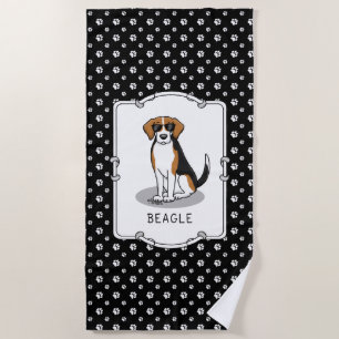 Serviette De Plage Beagle cool avec lunettes de soleil (tri couleur 3