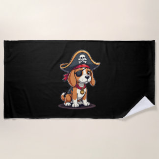Serviette De Plage Beagle Costume de pirate Jolly roger Drapeau Croix