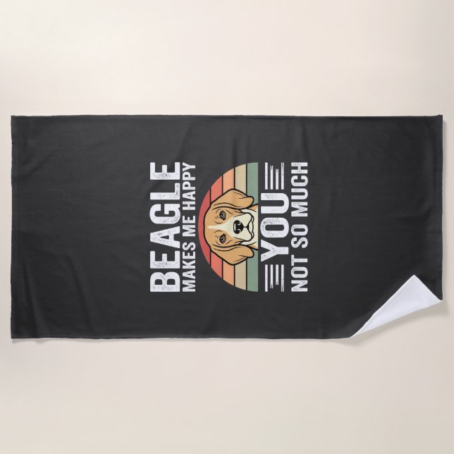 Serviette De Plage Beagle Me Rend Heureux Amoureux Des Chiens (Devant)