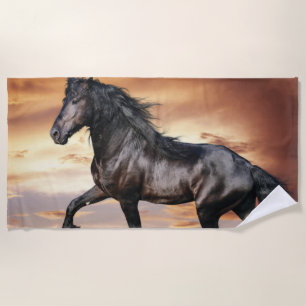 Serviette De Plage Beau Cheval Noir